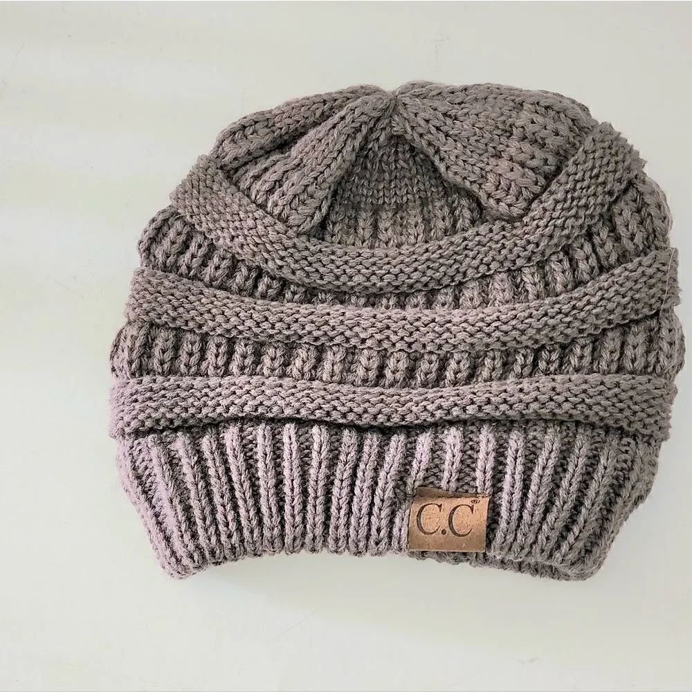 CC beanie slouched hat winter snow one size warm gray color